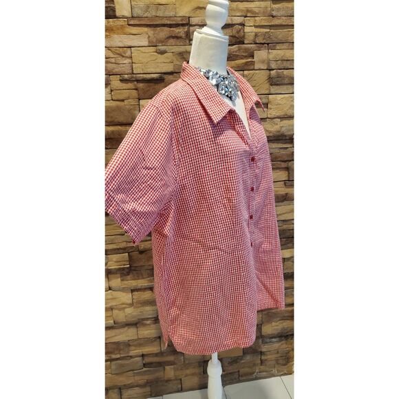 WHITE STAG BLOUSE RED SHORT SLEEVE COTTON SIZE 26-28(3X) - Picture 1 of 5